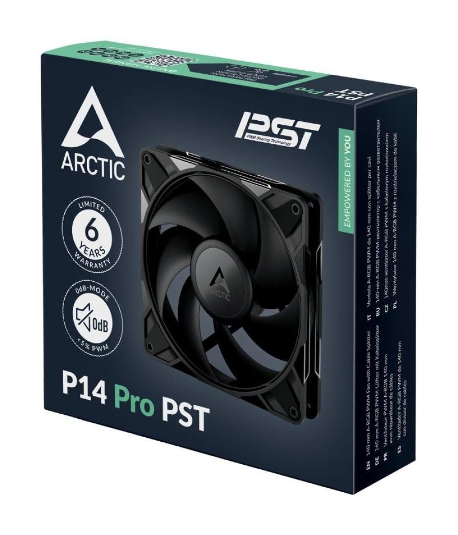 Ventilador arctic p14 pwm pst/ 14cm/ negro