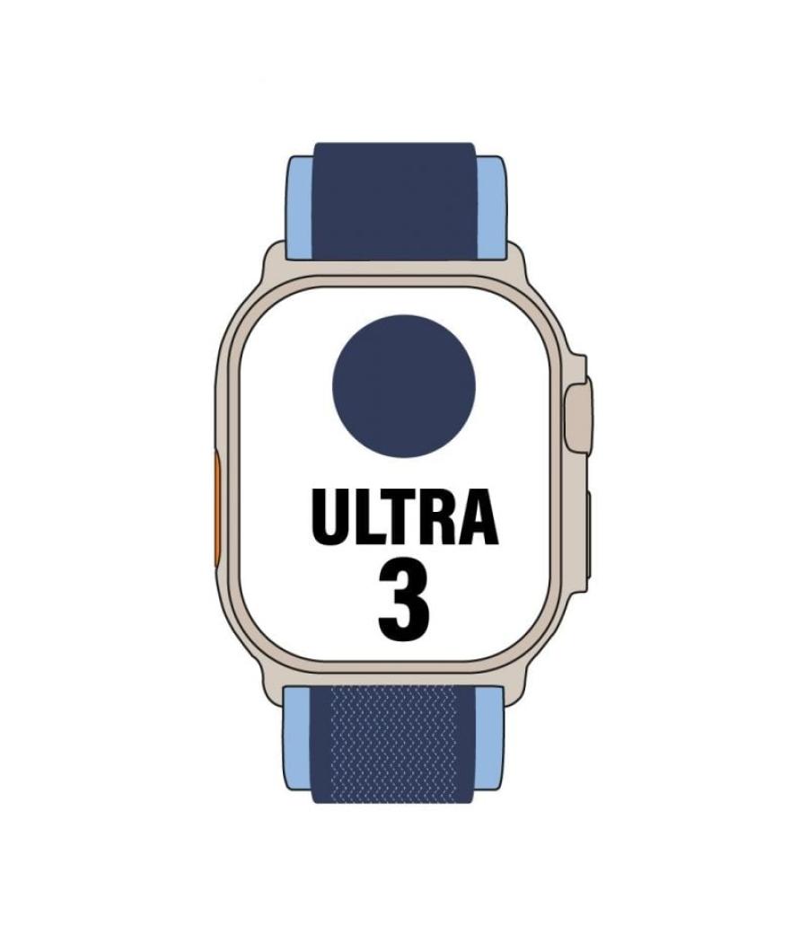 Apple watch ultra 3/ gps/ cellular/ 49mm/ caja de titanio natural/ correa loop trail azul/azul brillante m/l