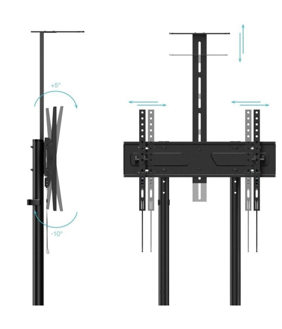 Soporte de suelo inclinable con ruedas tooq nefertiti fs1151m-b para tv de 37-70'/ hasta 70kg