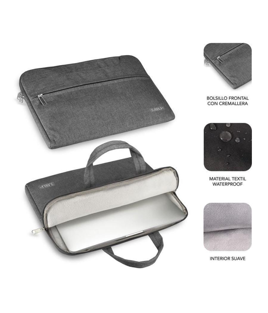 Maletín subblim business laptop sleeve para portátiles hasta 15.6'/ cinta para trolley/ gris