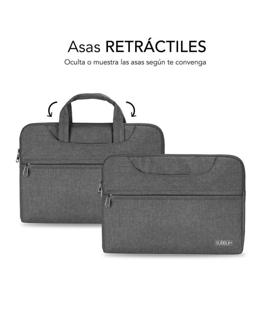 Maletín subblim business laptop sleeve para portátiles hasta 15.6'/ cinta para trolley/ gris