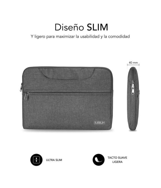 Maletín subblim business laptop sleeve para portátiles hasta 15.6'/ cinta para trolley/ gris