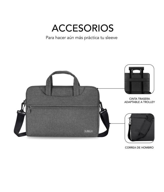 Maletín subblim business laptop sleeve para portátiles hasta 15.6'/ cinta para trolley/ gris