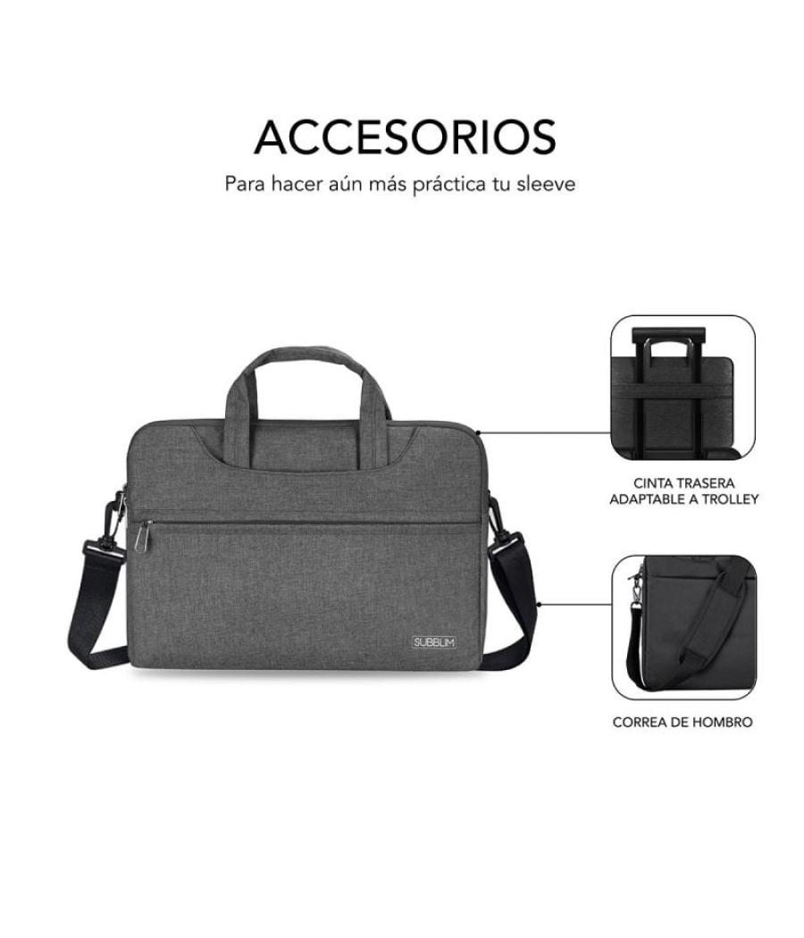 Maletín subblim business laptop sleeve para portátiles hasta 15.6'/ cinta para trolley/ gris