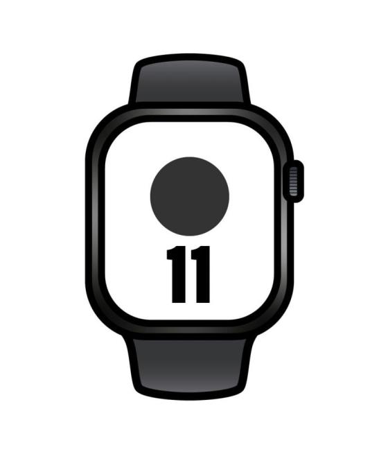 Apple watch series 11/ gps/ 42mm/ negro azabache/ correa deportiva negra (m/l)