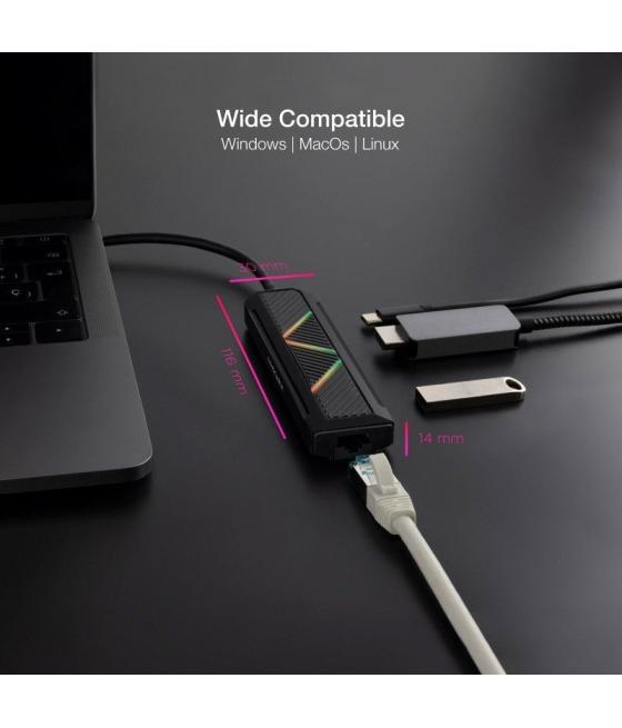 Docking usb tipo-c nanocable 10.16.0501/ 2xusb/ 1xusb tipo-c pd/ 1xhdmi/ 1xrj45/ negro