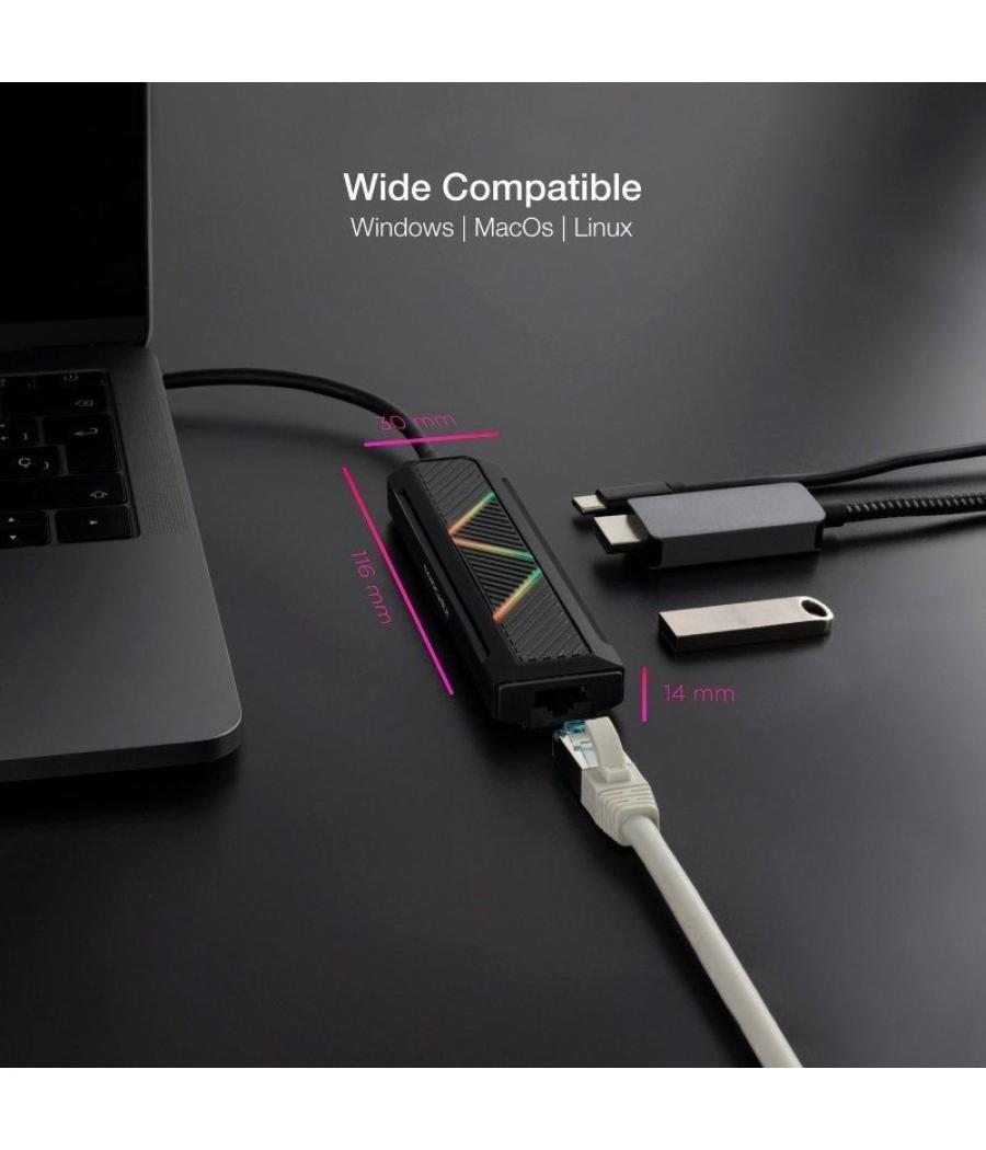 Docking usb tipo-c nanocable 10.16.0501/ 2xusb/ 1xusb tipo-c pd/ 1xhdmi/ 1xrj45/ negro