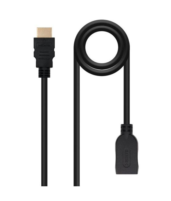 Cable alargador hdmi nanocable 10.15.1012/ hdmi macho - hdmi hembra/ 2m/ negro
