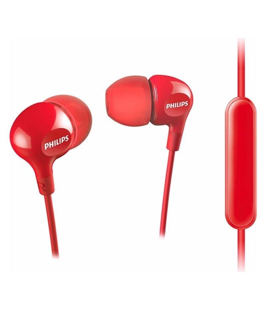 Auriculares intrauditivos philips she3555/ con micrófono/ jack 3.5/ rojos
