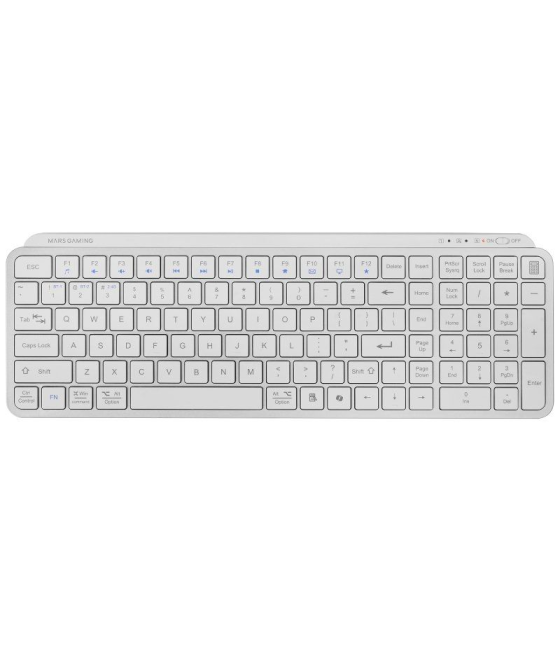 Teclado compacto inalámbrico por bluetooth mars gaming mk-silenkeys/ blanco