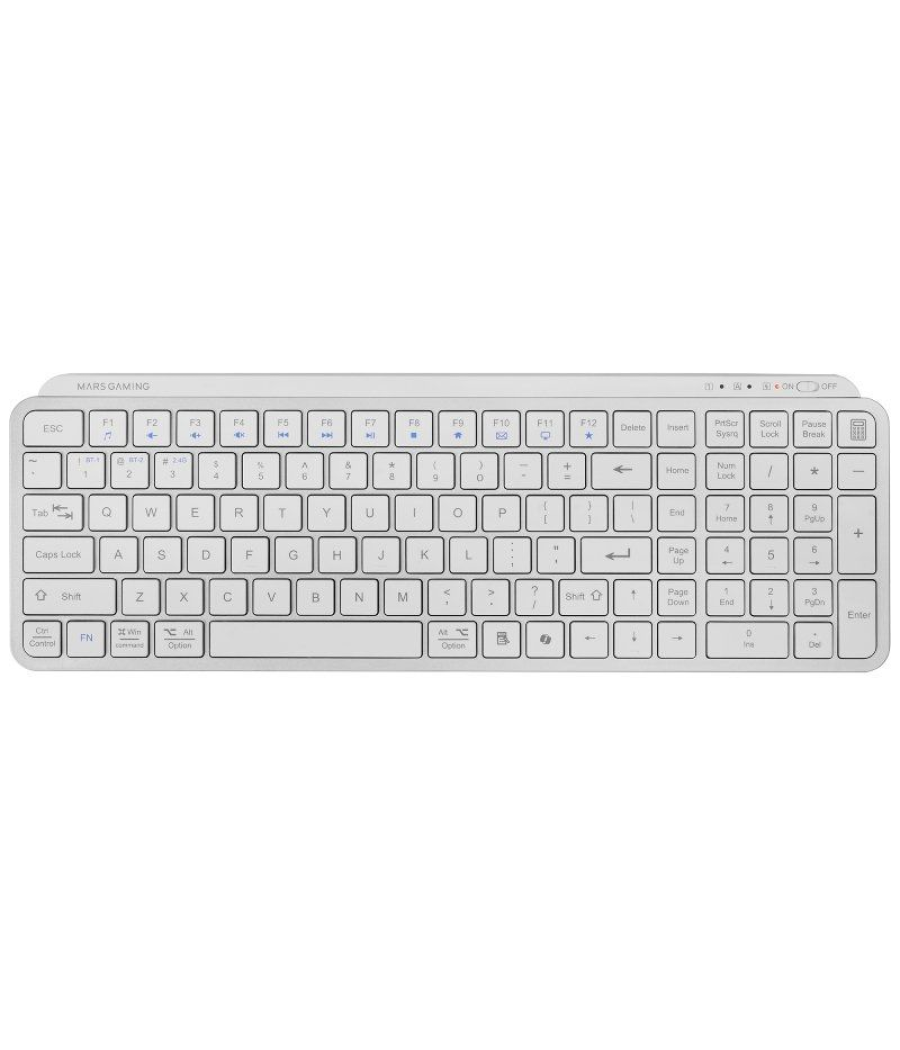 Teclado compacto inalámbrico por bluetooth mars gaming mk-silenkeys/ blanco