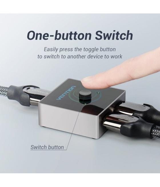 Switch conmutador 4k hdmi 2.0 bidireccional vention aflh0 hdmi hembra - 2x hdmi hembra