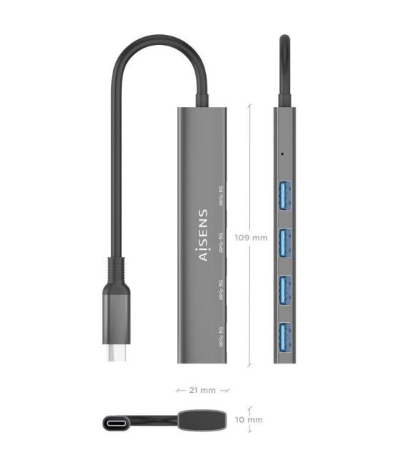 Hub usb tipo-c 3.0 aisens a106-0540/ 4xusb