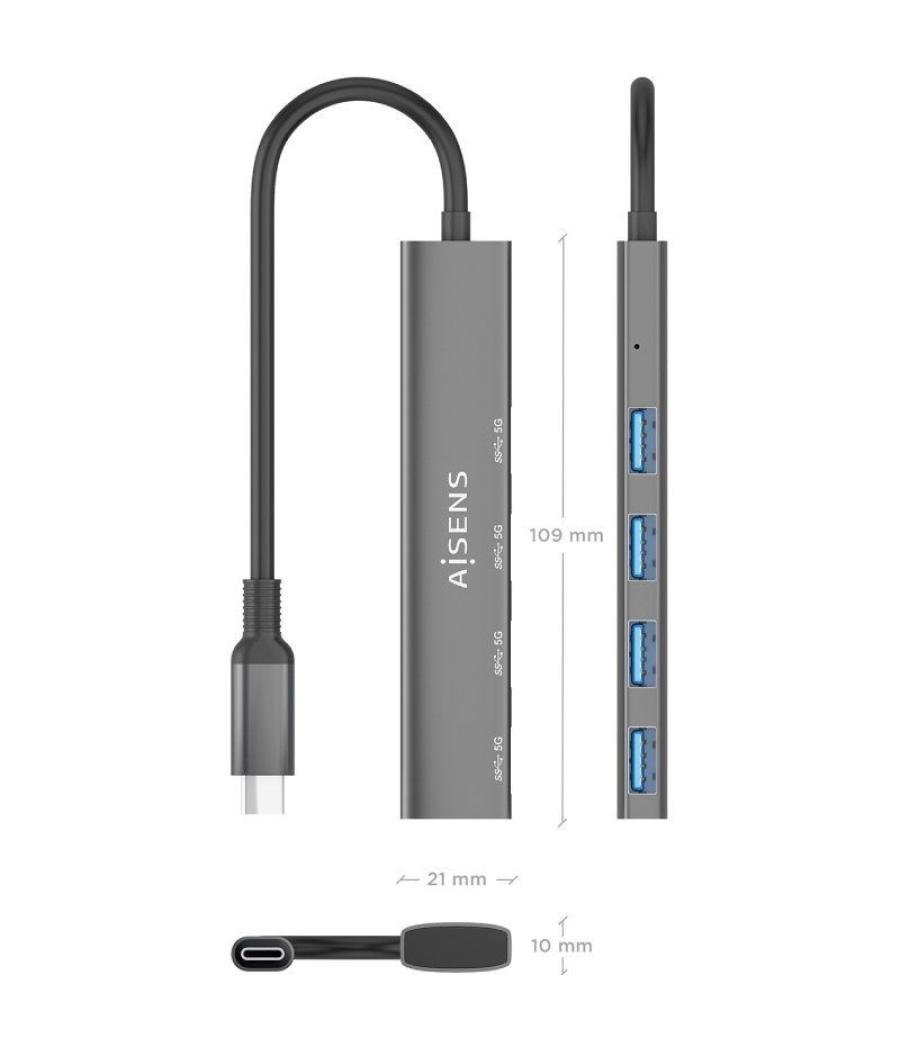 Hub usb tipo-c 3.0 aisens a106-0540/ 4xusb