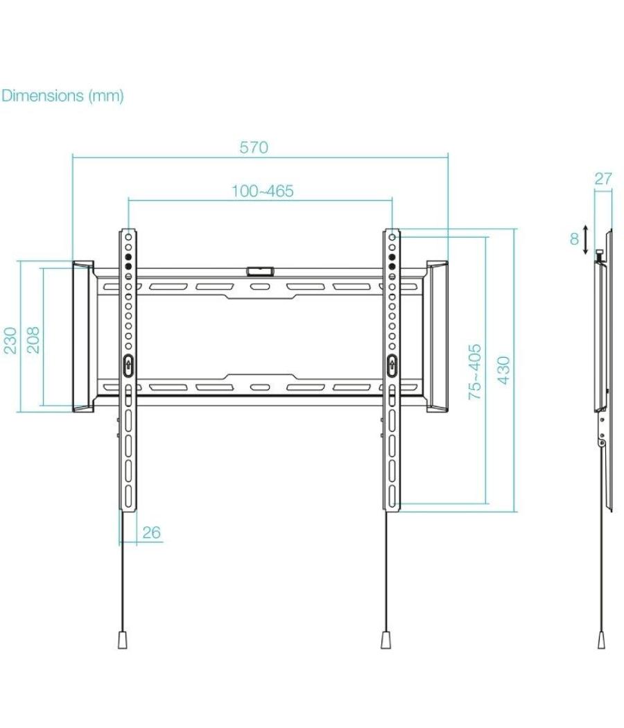 Soporte de pared fijo tooq lp1073f-b para tv de 32-70'/ hasta 75kg