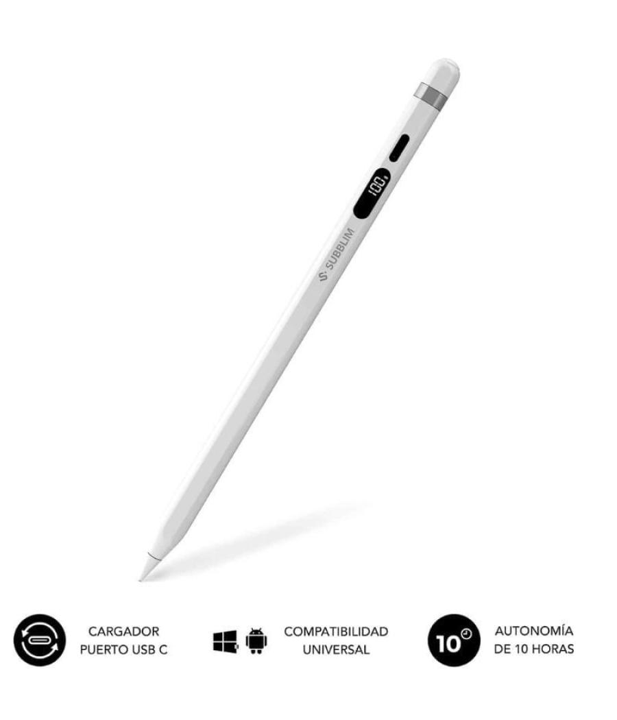Lápiz electrónico subblim noteflow pen universal para android y windows/ blanco