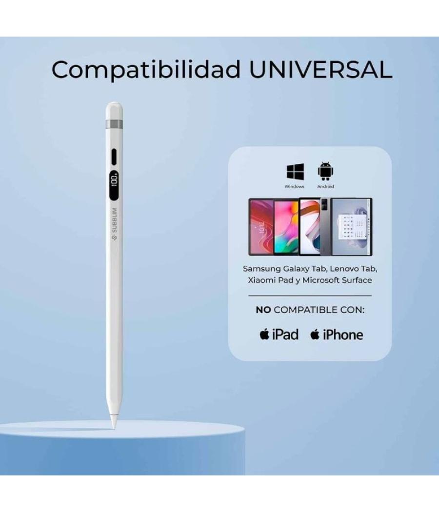 Lápiz electrónico subblim noteflow pen universal para android y windows/ blanco