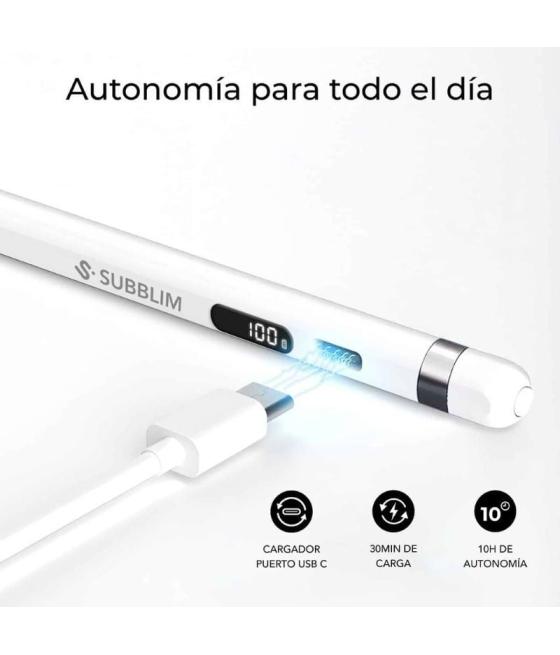 Lápiz electrónico subblim noteflow pen universal para android y windows/ blanco
