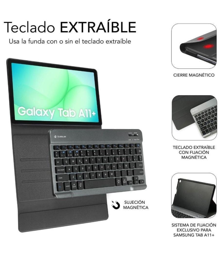 Funda con teclado subblim keytab pro bt para tablets samsung galaxy a11+/ negra