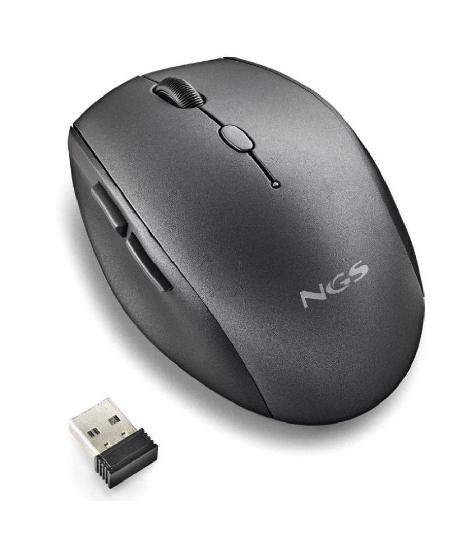Ratón inalámbrico ngs bee black/ hasta 1600 dpi