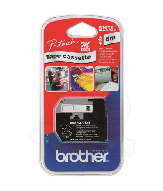 Brother cinta no laminada texto negro sobre blanco - 9mmx8m