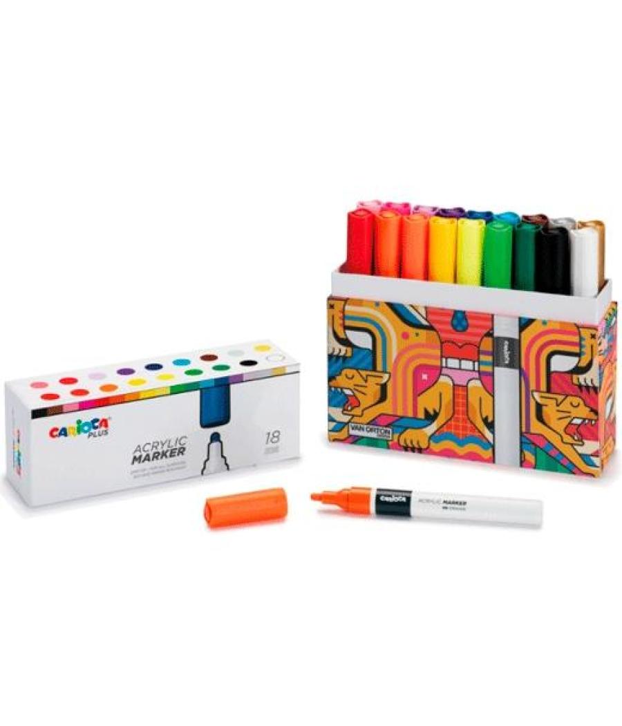 Carioca plus rotulador acrílico colores surtidos caja premium 18 ud