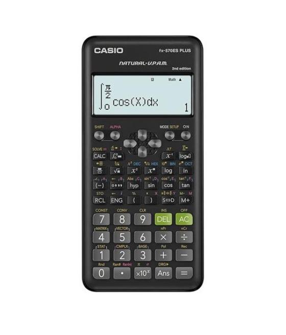 Casio calculadora cientifica fx-570es plus 2nd edition 10 2 dígitos 417 funciones 9 memorias negro