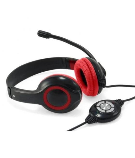 Conceptronic auriculares biaural estereo micrófono flexible c/ cable usb rojo