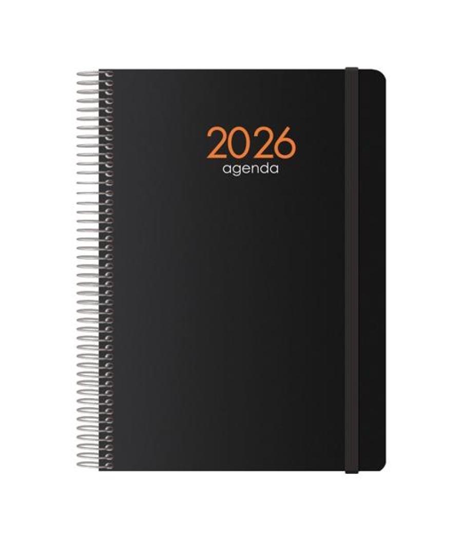 Dohe agenda anual syncro espiral 15x21cm dp cierre c/goma pp negro 2026