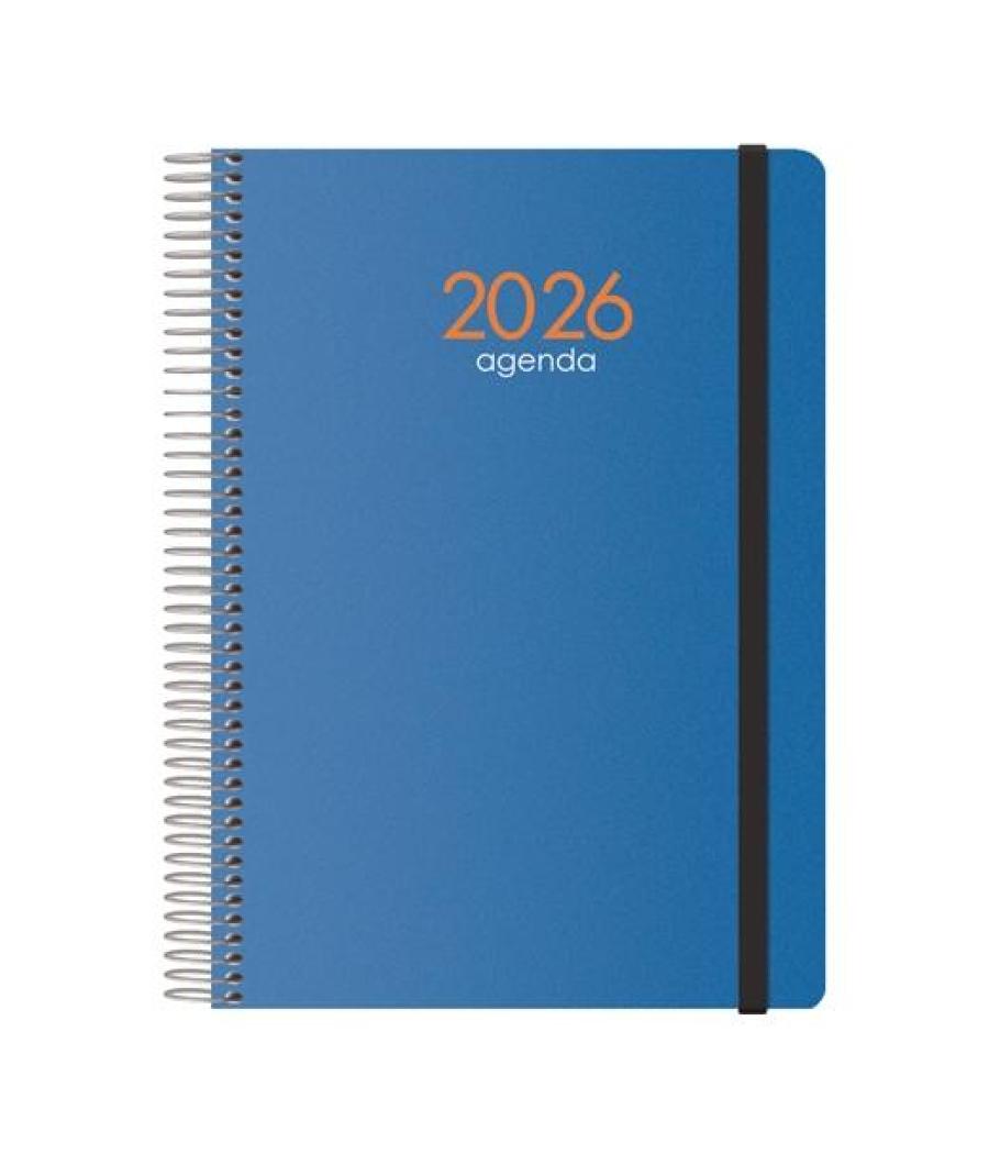 Dohe agenda anual syncro espiral 15x21cm dp cierre c/goma pp azul 2026