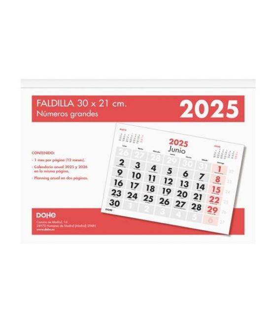 Dohe calendario sobremesa/faldilla 30x21cm números grandes 2026