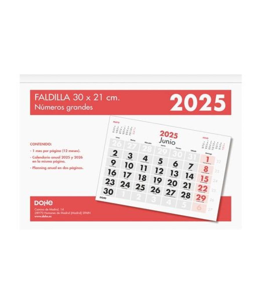 Dohe calendario sobremesa/faldilla 30x21cm números grandes 2026