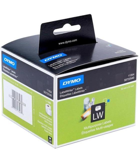 Dymo etiquetas de transferencia termica label writer multiusos 11354, negro sobre blanco de 32x57mm (a x l). rollo de 1.000 ud.