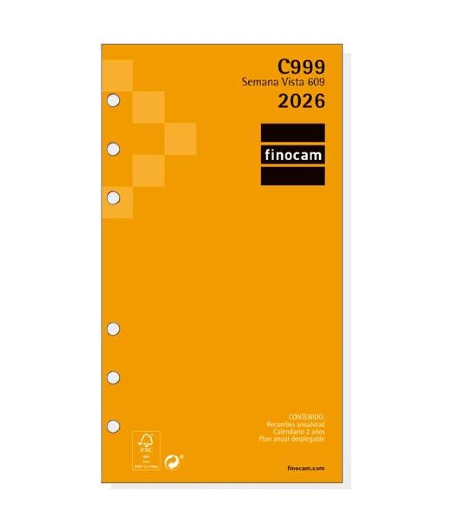 Finocam recambio anual agenda de anillas classic c999 609-94x171mm svh 2026
