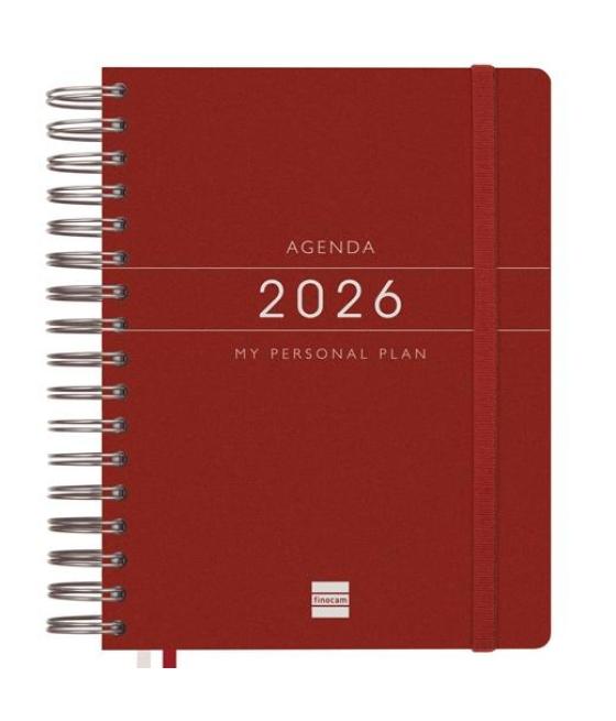 Finocam agenda espiral tempus 4º-155x217mm 1dp tapa extradura pp burdeos 2026