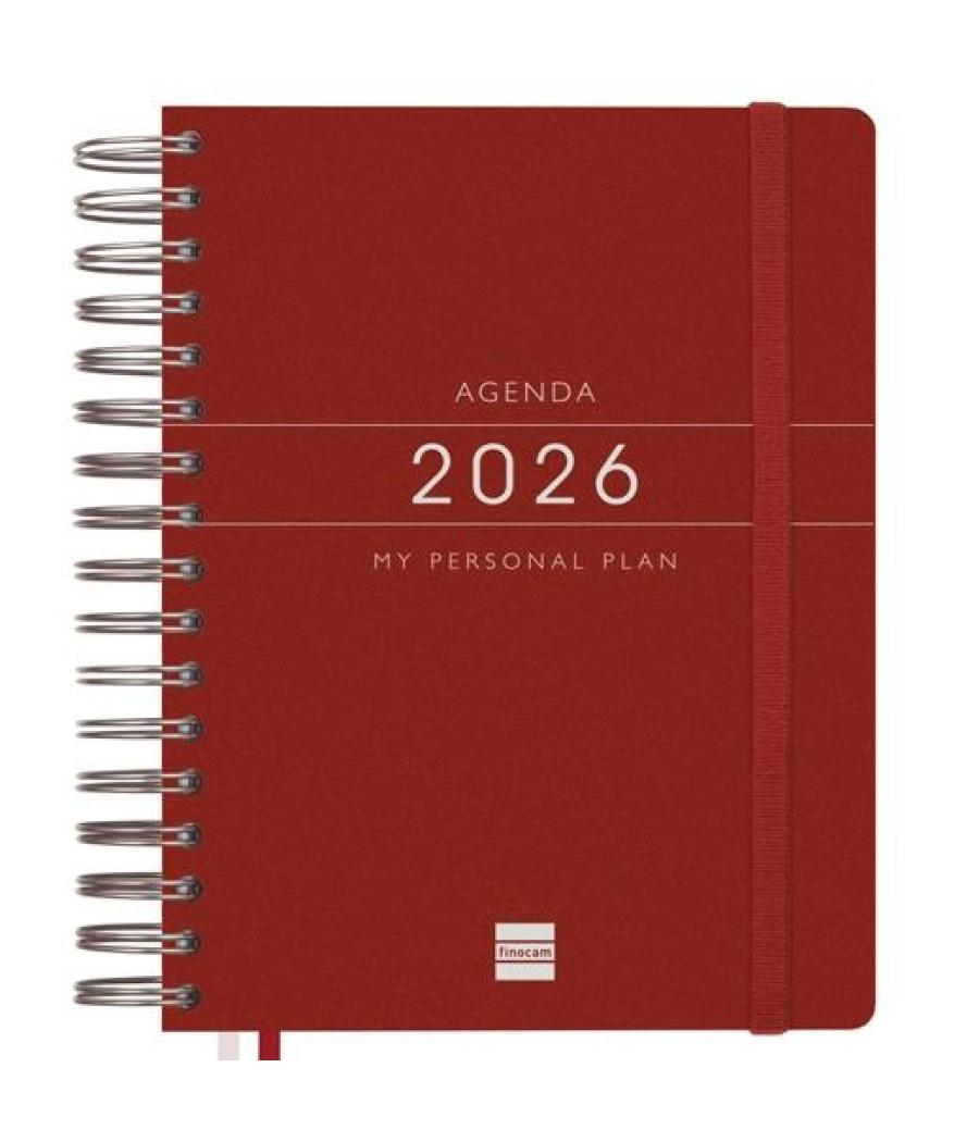 Finocam agenda espiral tempus 4º-155x217mm 1dp tapa extradura pp burdeos 2026