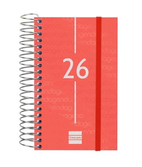Finocam agenda espiral year e3-79x127mm 1dp tapa pp rojo 2026