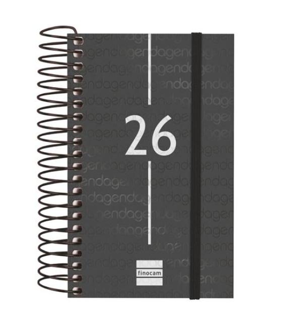 Finocam agenda espiral year e3-79x127mm 1dp tapa pp negro 2026