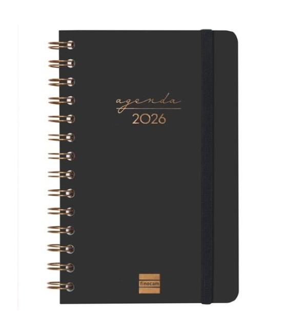 Finocam agenda espiral alma e5-117x181mm svh tapa dura negro 2026
