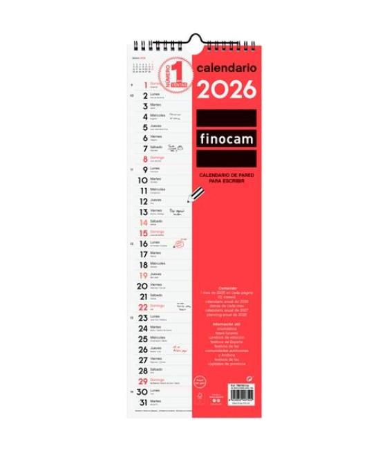 Finocam calendario de pared para escribir largo l-155x430mm mv neutro 2026