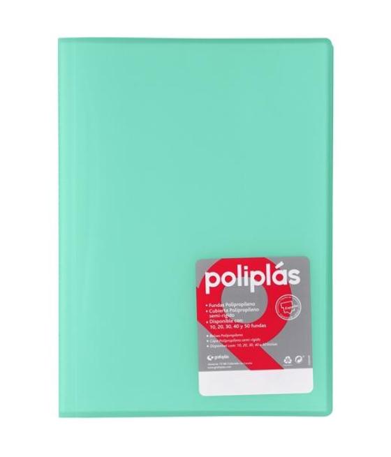Grafoplás carpeta poliplás de polipropileno translúcido con 10 fundas soldadas folio mint