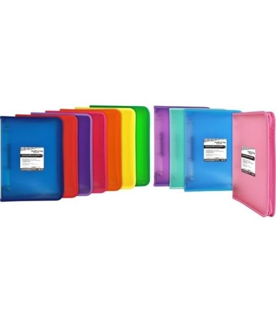 Grafoplás carpeta anillas 4x25mm con cremallera a4  pp multiline rayado vertical rojo