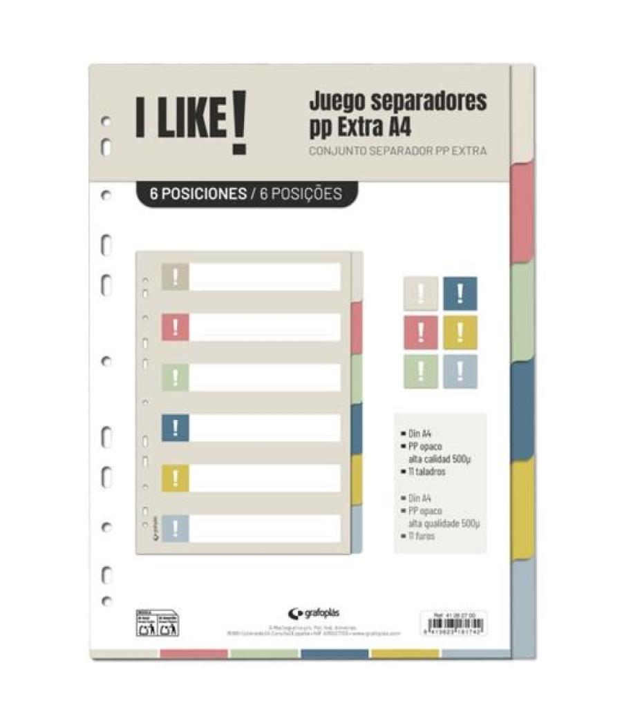 Grafoplás separadores 6 posiciones a4 11 taladros pp i like 3