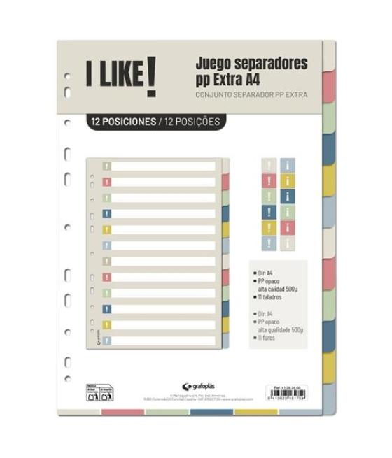 Grafoplás separadores 12 posiciones a4 11 taladros pp i like 3