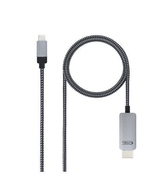 Nanocable 10.15.5102 adaptador de cable de vídeo 1,8 m USB Tipo C HDMI Aluminio, Negro - Imagen 1