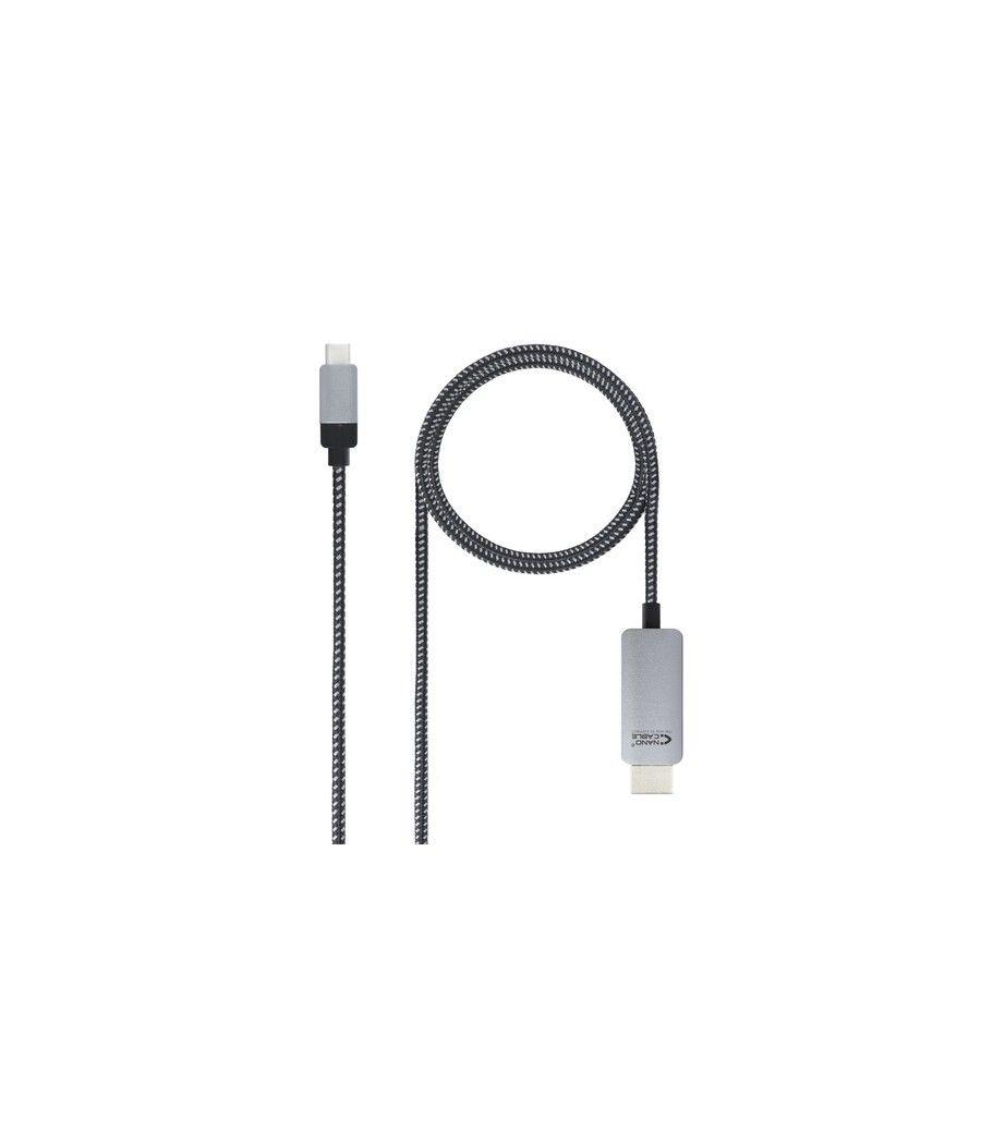 Nanocable 10.15.5102 adaptador de cable de vídeo 1,8 m USB Tipo C HDMI Aluminio, Negro - Imagen 1