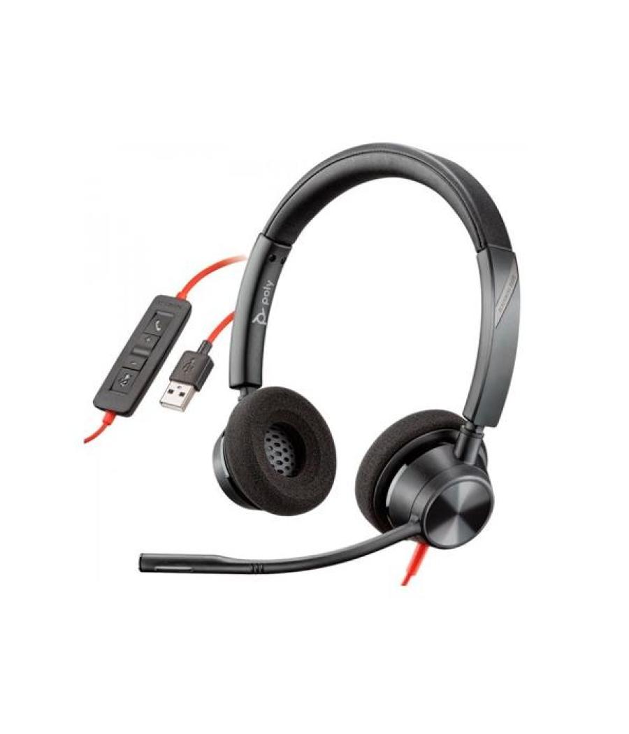 Hp poly auriculares blackwire c3320 diadema estéreo c/ micrófono control de volumen cable usb negro