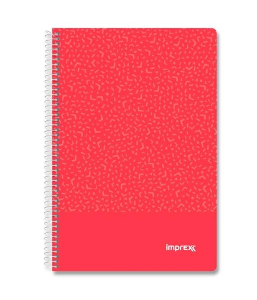 Imprex cuaderno espiral tapa pp folio 80h 90gr 4x4 rojo
