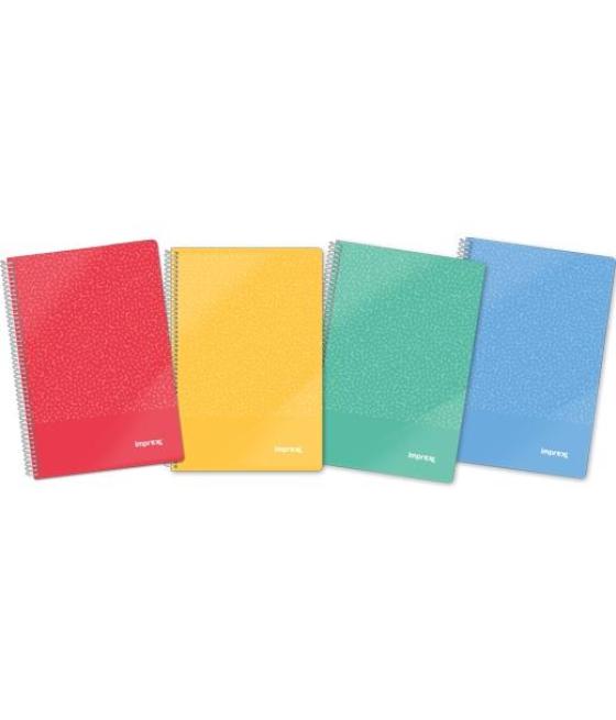 Imprex cuaderno espiral tapa pp folio 80h 90gr 4x4 colores surtidos