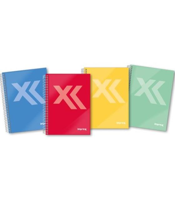 Imprex cuaderno espiral tapa forrada a5 80h 90gr 4x4 colores surtidos
